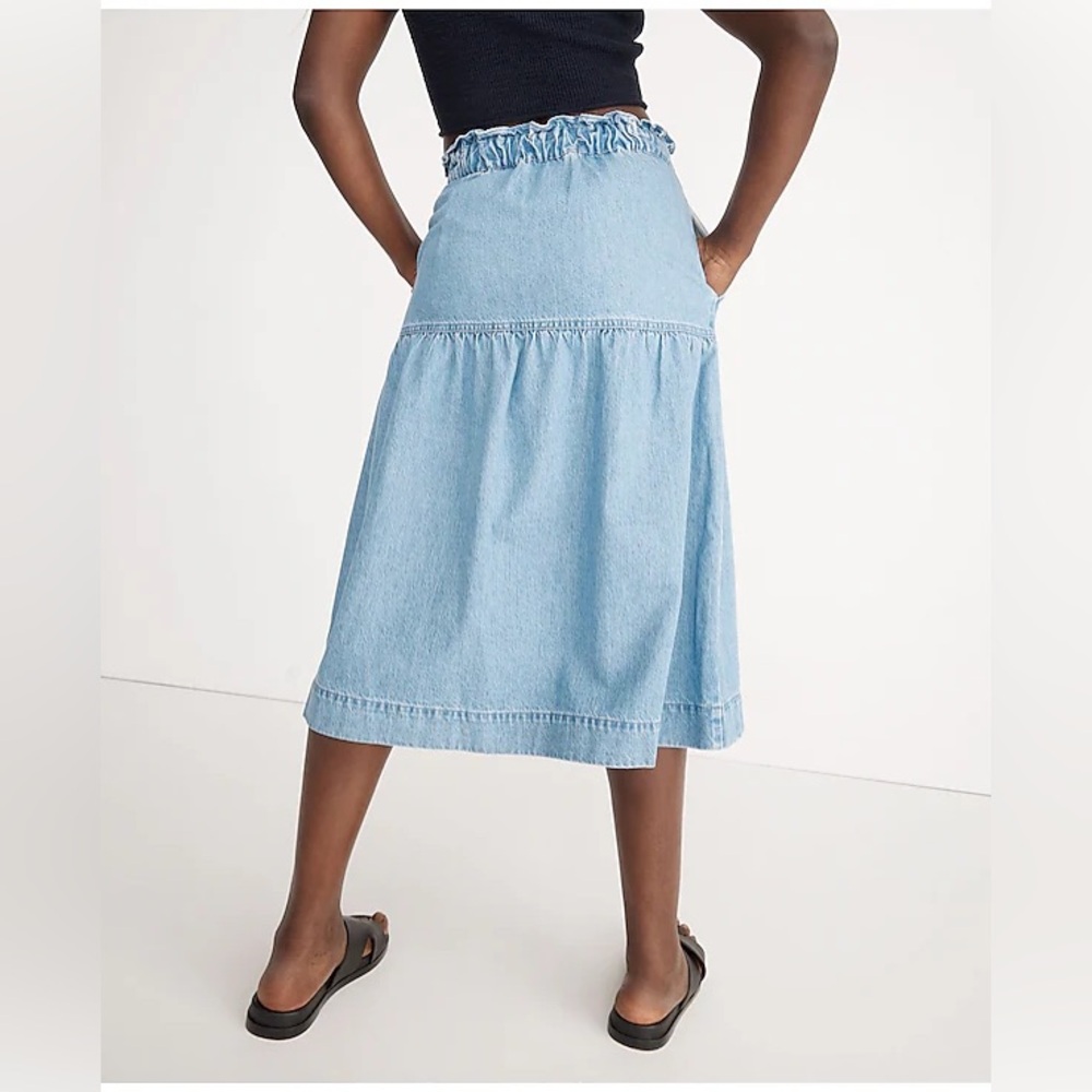 Madewell Denim Pull-On Midi Skirt in Normandie Wash - NWOT